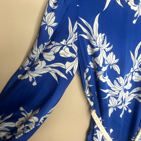 Alexis for Target Blue Floral Mini Dress | Balloon Sleeves & Rope Belt | Size M - Picture 7 of 8